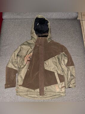 Rare Obermeyer Olive Green Corduroy Full Zip Ski Snow Jacket